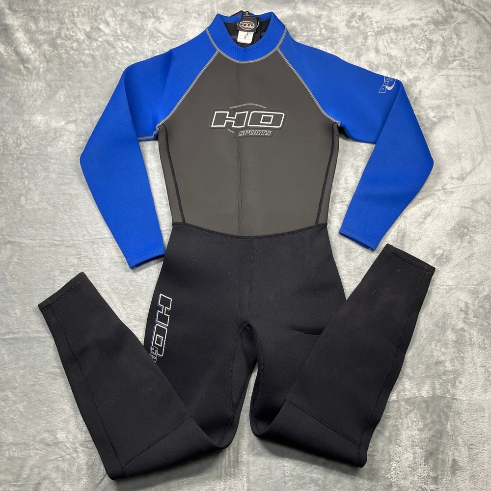 HO Sports Pro Am Full Wetsuit Youth Blue Grey Black Neoprene Long Sleeve Size 16